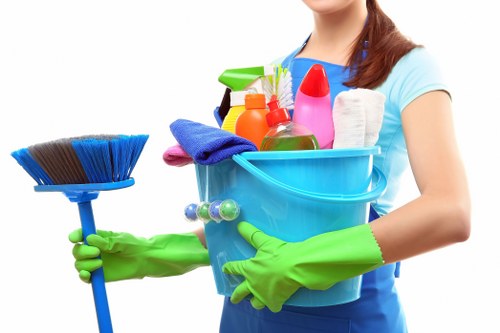 Local cleaning team preparing a property for handover in W3